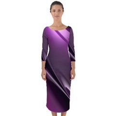 Fractal Mathematics Abstract Quarter Sleeve Midi Bodycon Dress by Amaryn4rt