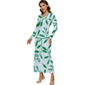 Leaves Foliage Green Wallpaper Long Sleeve Longline Maxi Dress View2