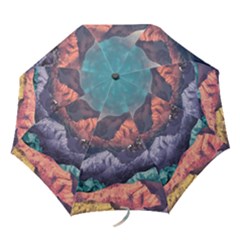 Adventure Psychedelic Mountain Folding Umbrellas by Modalart