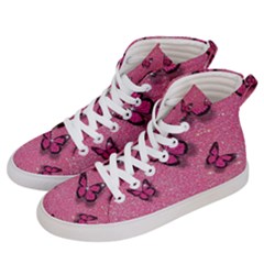 Pink Glitter Butterfly Women s Hi-top Skate Sneakers by Modalart