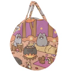 Pusheen Cute Fall The Cat Giant Round Zipper Tote by Modalart