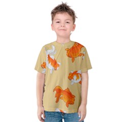 Gold Fish Seamless Pattern Background Kids  Cotton T-shirt