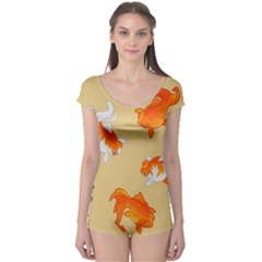 Gold Fish Seamless Pattern Background Boyleg Leotard 