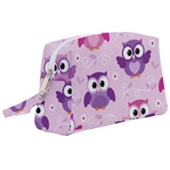 Seamless Cute Colourfull Owl Kids Pattern Wristlet Pouch Bag (large)