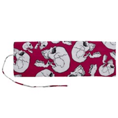 Terrible Frightening Seamless Pattern With Skull Roll Up Canvas Pencil Holder (m)