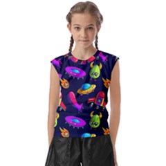 Space Pattern Kids  Raglan Cap Sleeve T-shirt