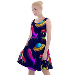 Space Pattern Knee Length Skater Dress