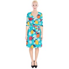 Pop Art Style Citrus Seamless Pattern Wrap Up Cocktail Dress