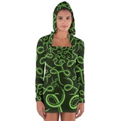 Snakes Seamless Pattern Long Sleeve Hooded T-shirt