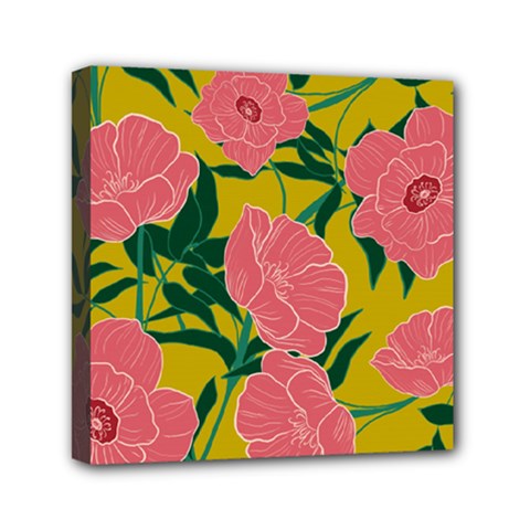 Pink Flower Seamless Pattern Mini Canvas 6  X 6  (stretched)