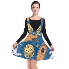 Missile Pattern Plunge Pinafore Dress