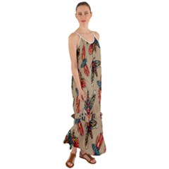 Tattoos Colorful Seamless Pattern Cami Maxi Ruffle Chiffon Dress