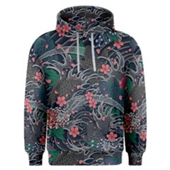 Japanese Wave Koi Illustration Seamless Pattern Men s Overhead Hoodie