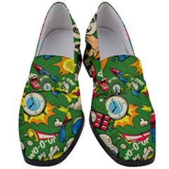 Pop Art Colorful Seamless Pattern Women s Chunky Heel Loafers
