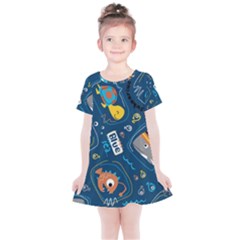 Seamless Pattern Vector Submarine With Sea Animals Cartoon Kids  Simple Cotton Dress by Bedest