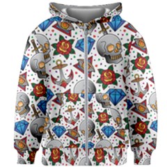 Full Color Flash Tattoo Patterns Kids  Zipper Hoodie Without Drawstring
