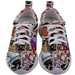 Vintage College Colorful Seamless Pattern Kids Athletic Shoes