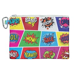 Pop Art Comic Vector Speech Cartoon Bubbles Popart Style With Humor Text Boom Bang Bubbling Expressi Canvas Cosmetic Bag (xl)