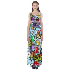 Graffiti Characters Seamless Patterns Empire Waist Maxi Dress