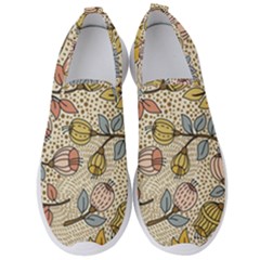 Seamless Pattern With Flower Bird Men s Slip On Sneakers by Bedest