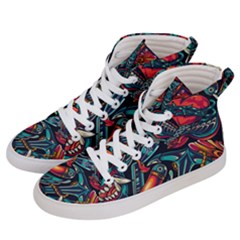 Vintage Tattoos Colorful Seamless Pattern Men s Hi-top Skate Sneakers