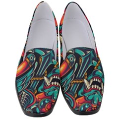 Vintage Tattoos Colorful Seamless Pattern Women s Classic Loafer Heels