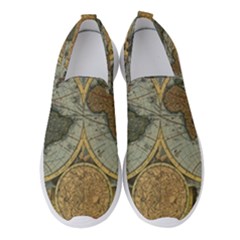 Vintage World Map Travel Geography Women s Slip On Sneakers by Pakjumat