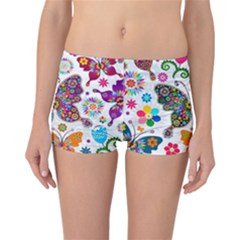 Butterflies Abstract Colorful Floral Flowers Vector Reversible Boyleg Bikini Bottoms by Pakjumat