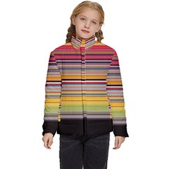 Neopolitan Horizontal Lines Strokes Kids  Puffer Bubble Jacket Coat by Pakjumat