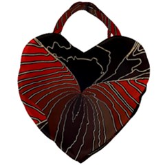 Red Gold Black Voracious Plant Leaf Giant Heart Shaped Tote by Pakjumat