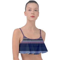 Horizontal Line Strokes Color Lines Frill Bikini Top by Pakjumat