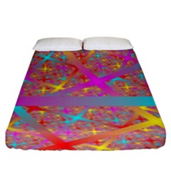 Geometric Abstract Colorful Fitted Sheet (king Size) by Pakjumat