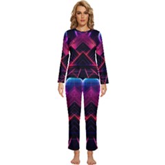 Synthwave City Retrowave Wave Womens  Long Sleeve Lightweight Pajamas Set by Pakjumat