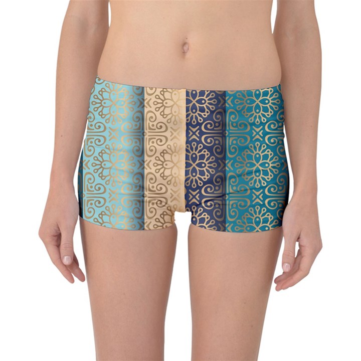 Gold Pattern Texture Golden Ornament Reversible Boyleg Bikini Bottoms