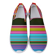 Horizontal Line Colorful Women s Slip On Sneakers by Pakjumat
