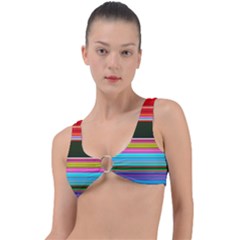 Horizontal Line Colorful Ring Detail Bikini Top by Pakjumat