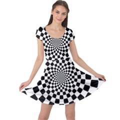 Geomtric Pattern Illusion Shapes Cap Sleeve Dress by Pakjumat