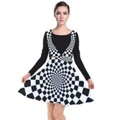 Geomtric Pattern Illusion Shapes Plunge Pinafore Dress by Pakjumat