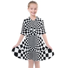 Geomtric Pattern Illusion Shapes Kids  All Frills Chiffon Dress by Pakjumat