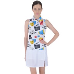 Cinema Icons Pattern Seamless Signs Symbols Collection Icon Women s Sleeveless Polo T-shirt