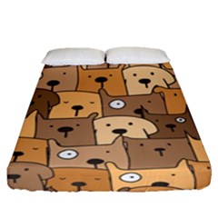 Cute Dog Seamless Pattern Background Fitted Sheet (queen Size)