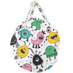 Funny Monster Pattern Giant Round Zipper Tote by Pakjumat