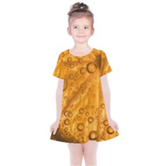 Lime Water Bubbles Macro Light Detail Background Kids  Simple Cotton Dress by Pakjumat