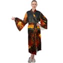 Dragon Fire Fantasy Art Maxi Velvet Kimono View1