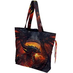 Dragon Fire Fantasy Art Drawstring Tote Bag