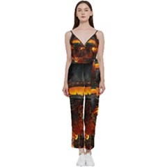 Dragon Fire Fantasy Art V-neck Camisole Jumpsuit by Maspions