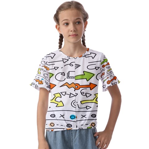 Desktop Pattern Art Graphic Design Kids  Cuff Sleeve Scrunch Bottom T-shirt by Hannah976