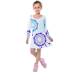 Dreamcatcher Dream Catcher Pattern Kids  Long Sleeve Velvet Dress by Hannah976