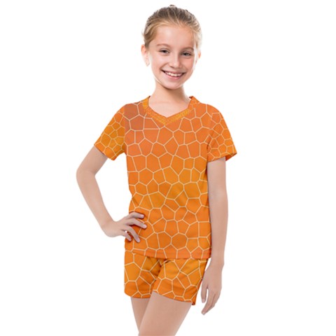 Orange Mosaic Structure Background Kids  Mesh T-shirt And Shorts Set by Hannah976