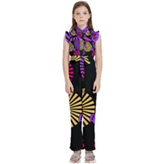 Seamless Halloween Day Of The Dead Kids  Sleeveless Ruffle Edge Band Collar Chiffon One Piece by Hannah976